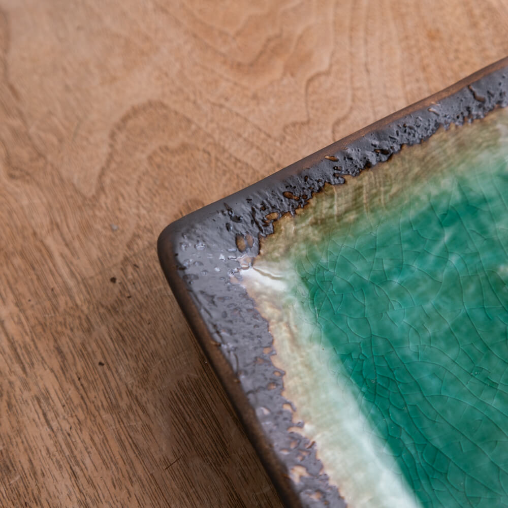 緑彩 焼物皿 -器市-