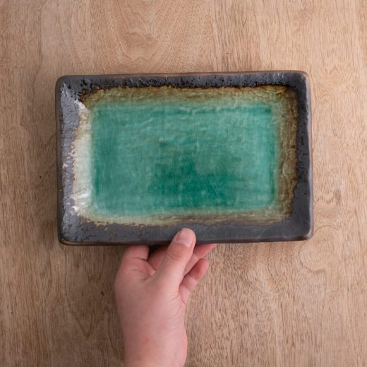 緑彩 焼物皿 -器市-
