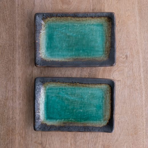 緑彩 焼物皿 -器市-