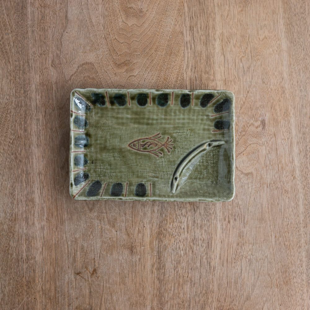 【WEB限定】織部魚紋 刺身皿 -器市-