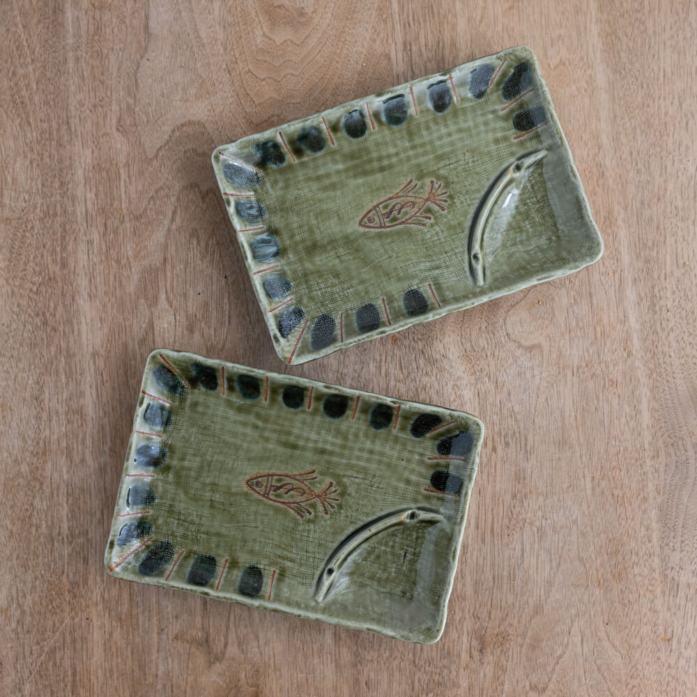 【WEB限定】織部魚紋 刺身皿 -器市-