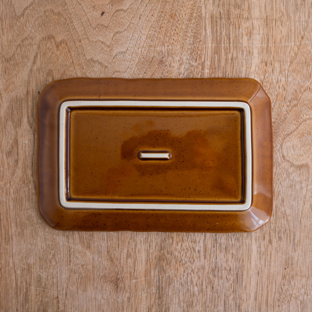 【WEB限定】MINO 削ぎ 角皿 アメ釉 -器市-