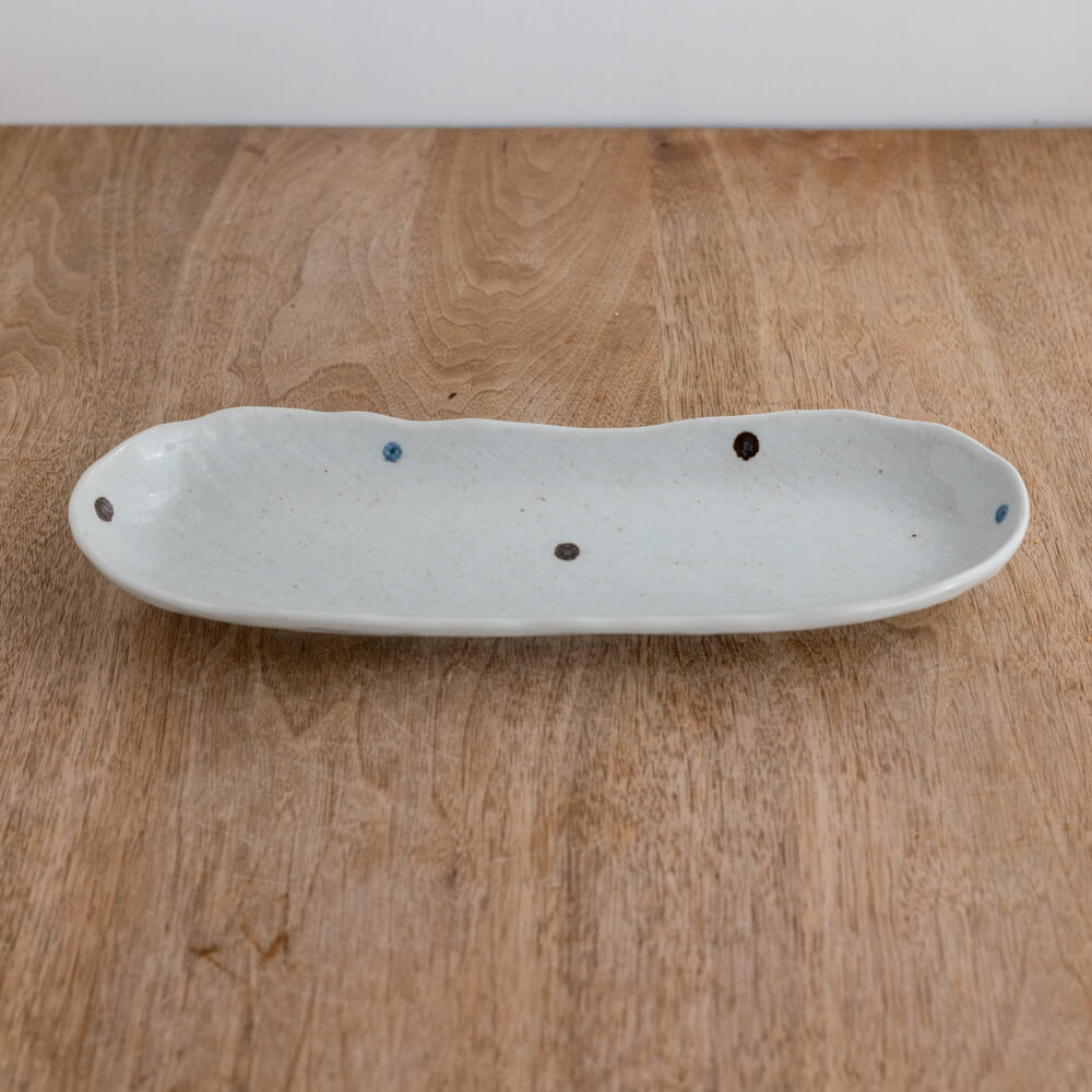 【WEB限定】白彩ドット小判深皿 -器市-