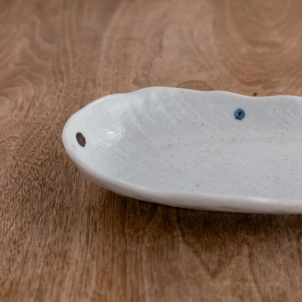 【WEB限定】白彩ドット小判深皿 -器市-