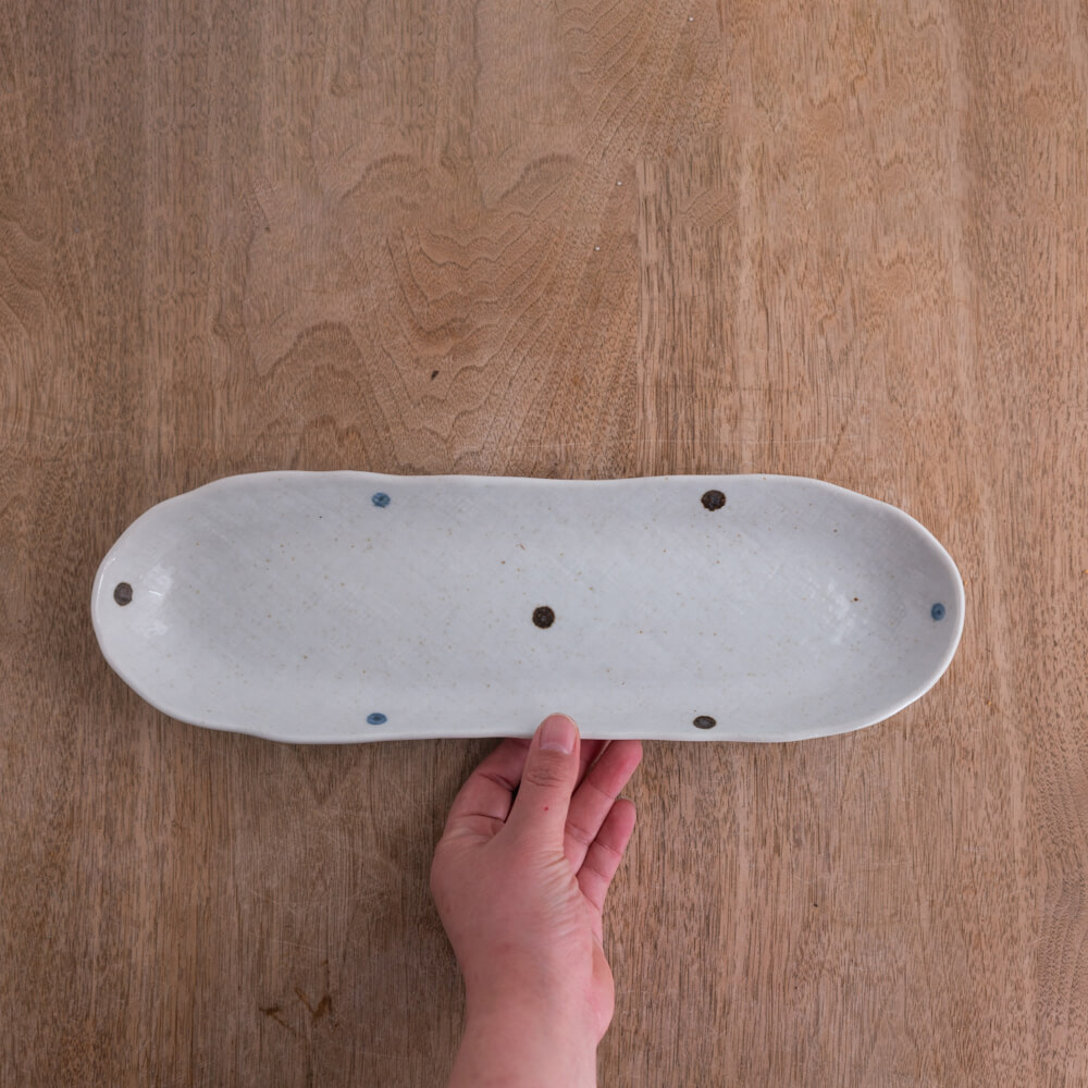 【WEB限定】白彩ドット小判深皿 -器市-