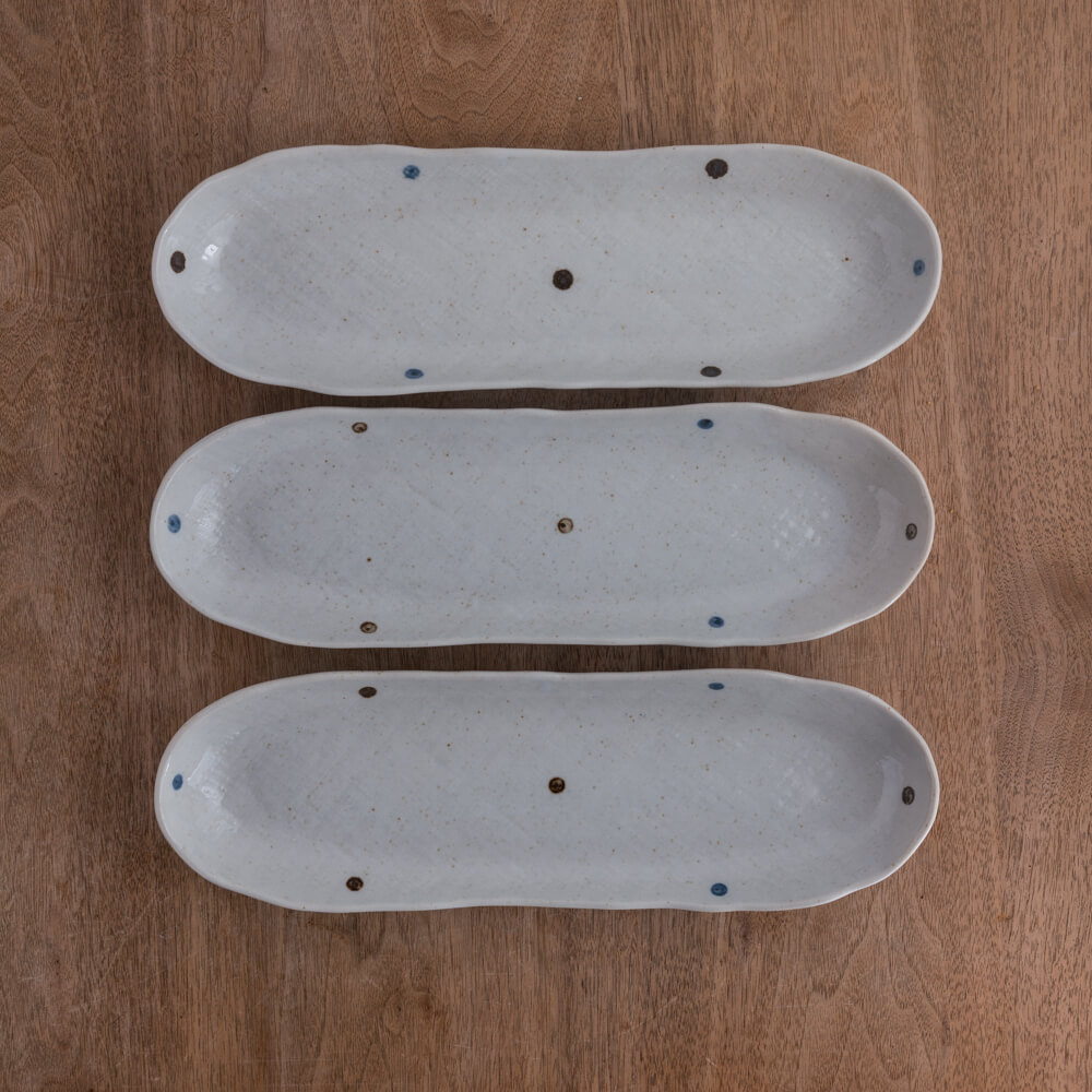 【WEB限定】白彩ドット小判深皿 -器市-