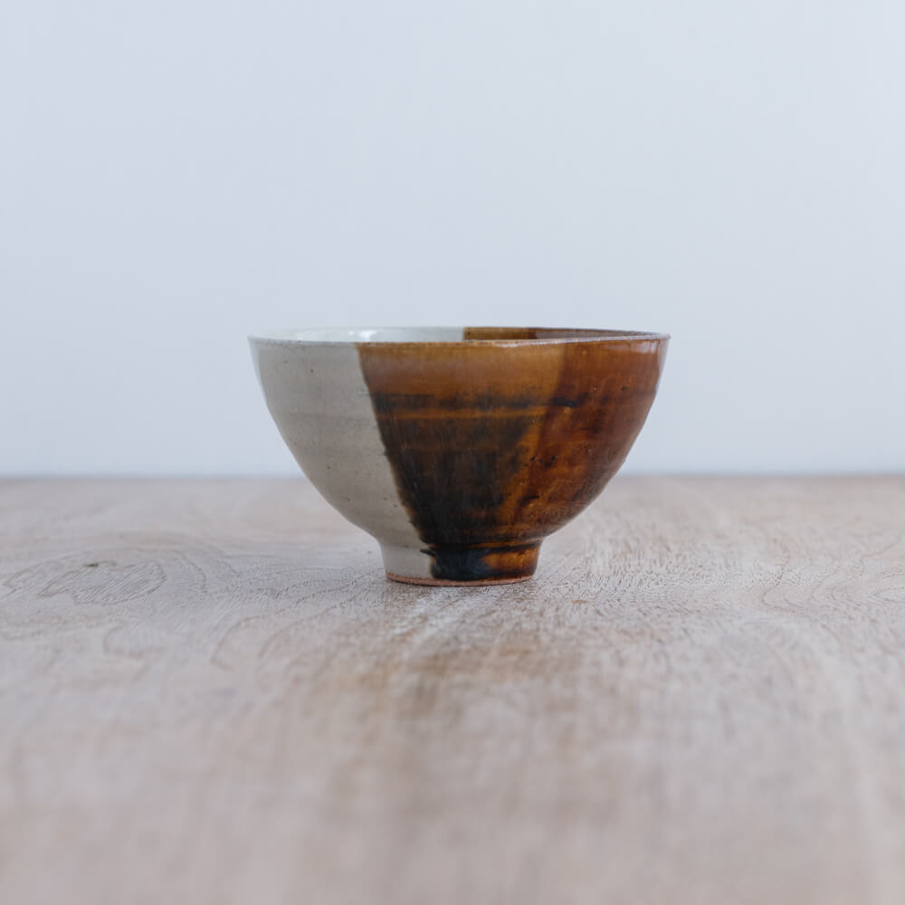塗分茶碗 中平 ブラウン -器市-