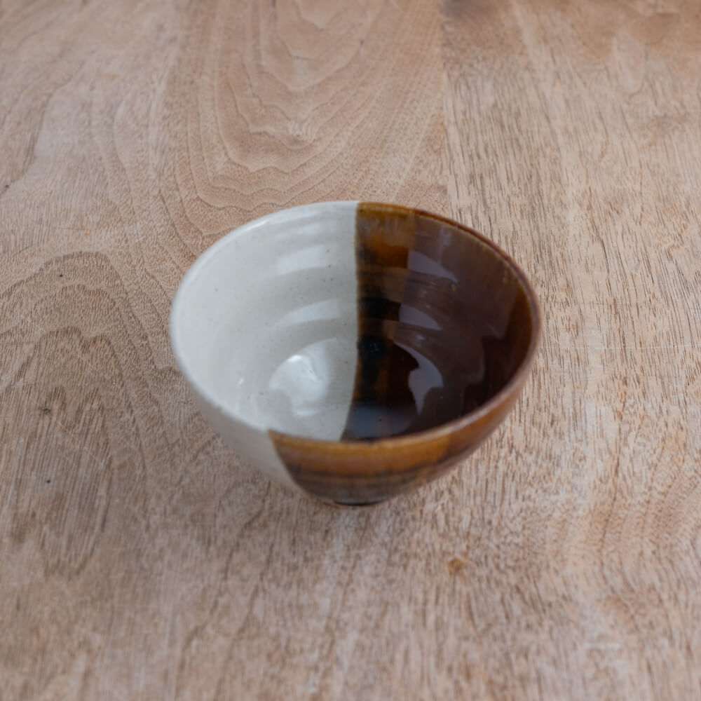 塗分茶碗 中平 ブラウン -器市-