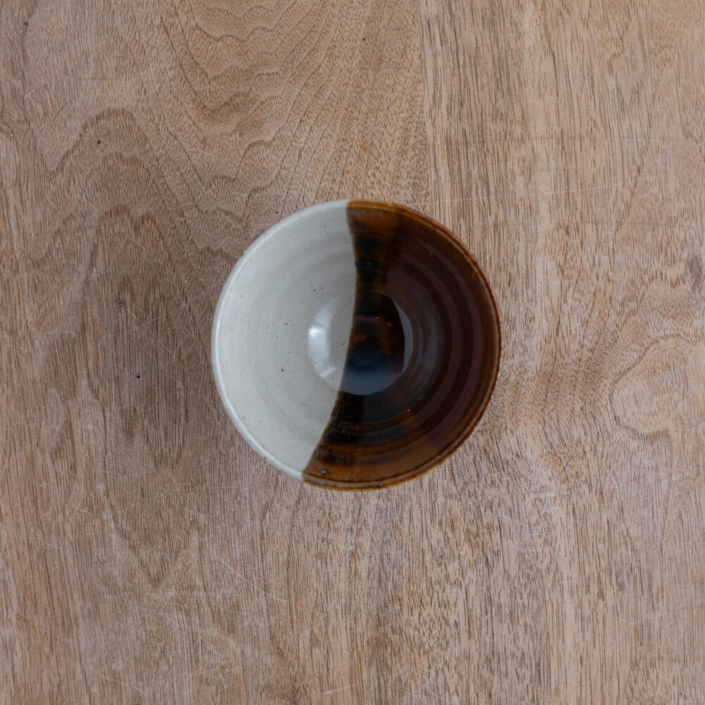 塗分茶碗 中平 ブラウン -器市-