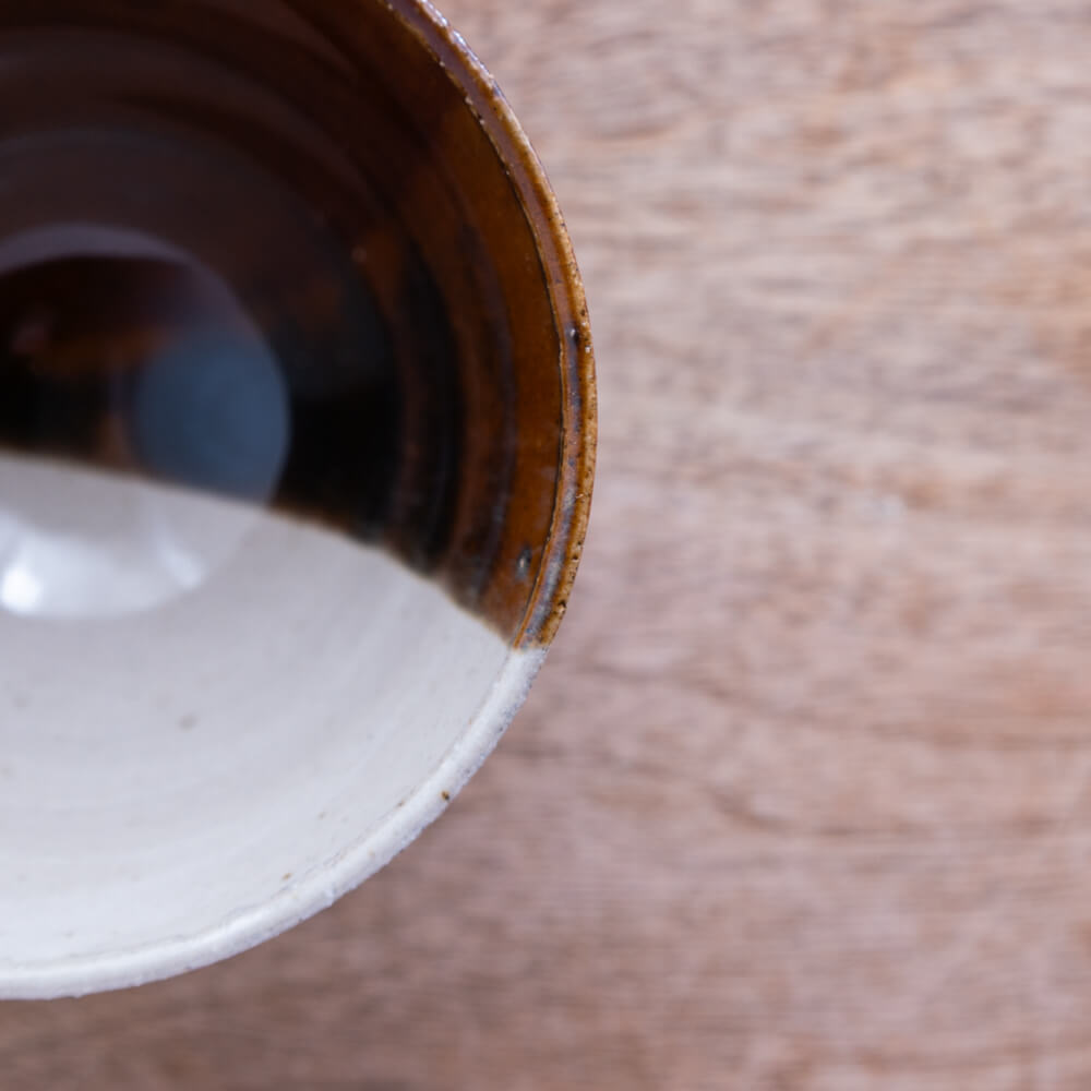 塗分茶碗 中平 ブラウン -器市-