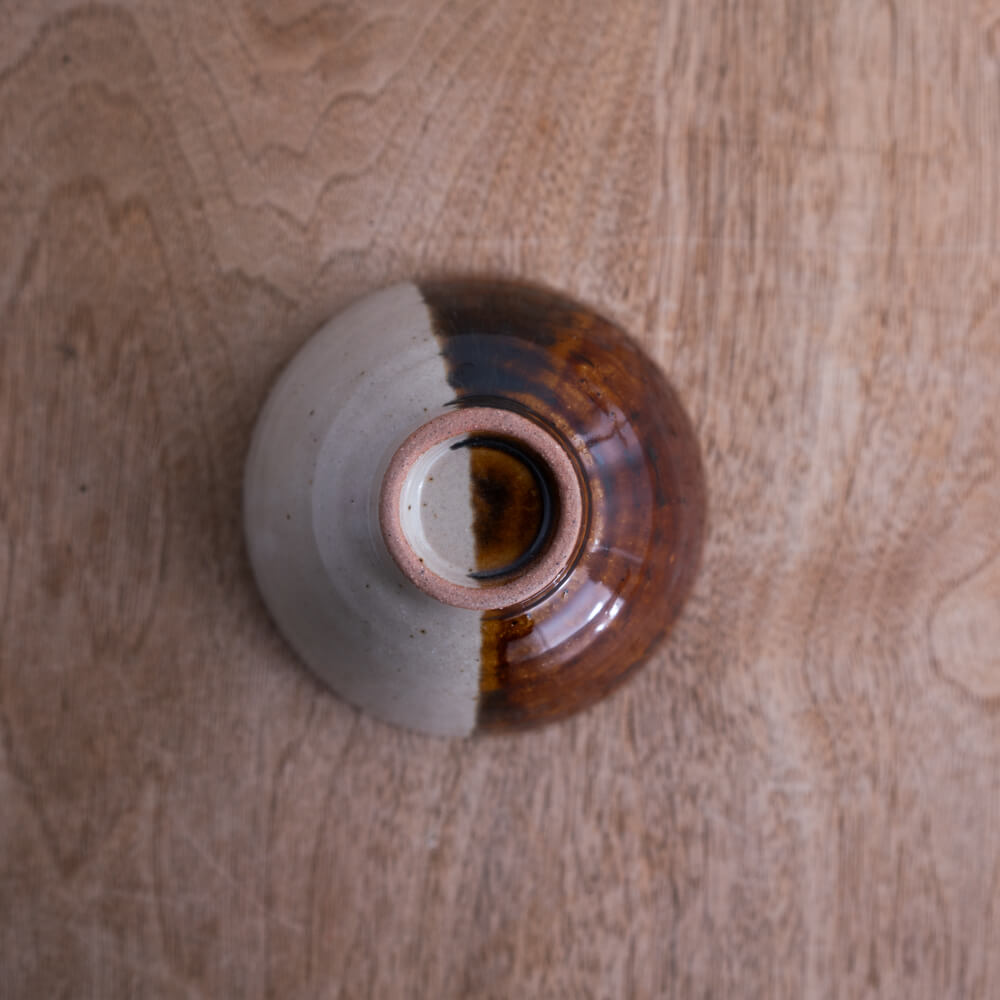 塗分茶碗 中平 ブラウン -器市-