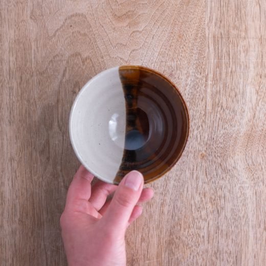 塗分茶碗 中平 ブラウン -器市-