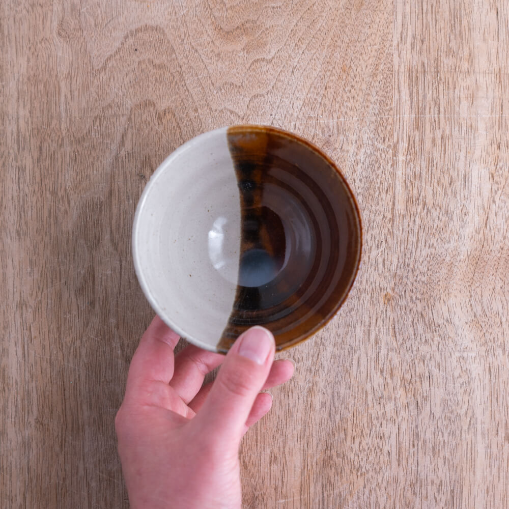 塗分茶碗 中平 ブラウン -器市-