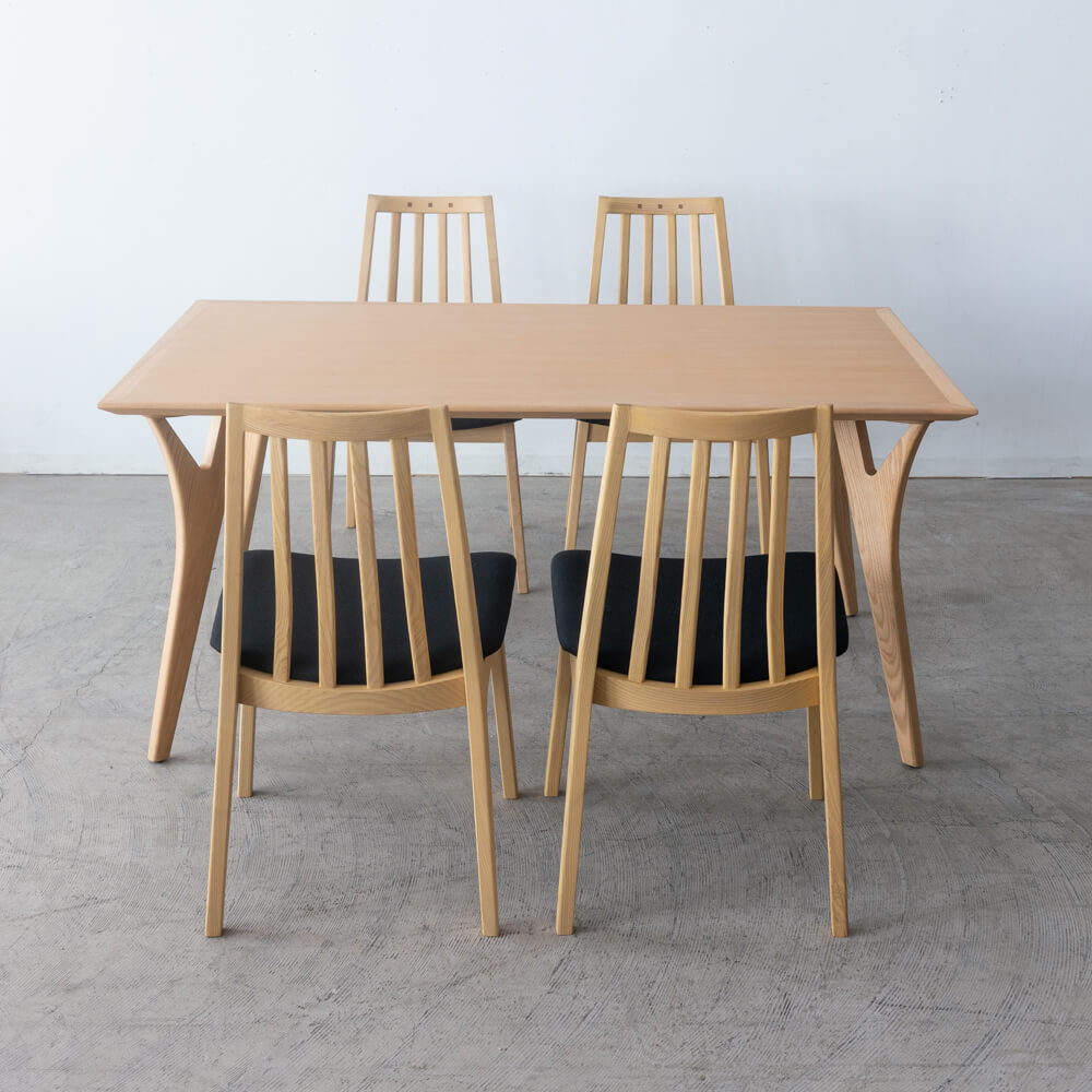 【現品SALE】BOSCOダイニング5点セット テーブル DT70505Q-ON100 + チェア DC70801S-ON1D1