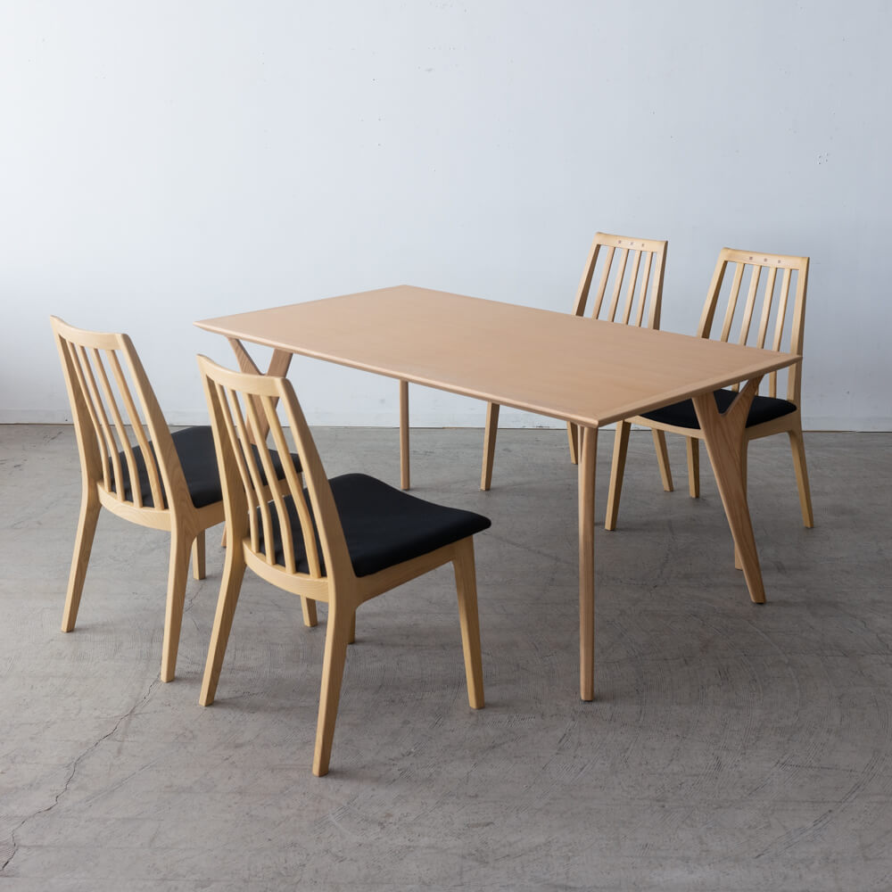 【現品SALE】BOSCOダイニング5点セット テーブル DT70505Q-ON100 + チェア DC70801S-ON1D1