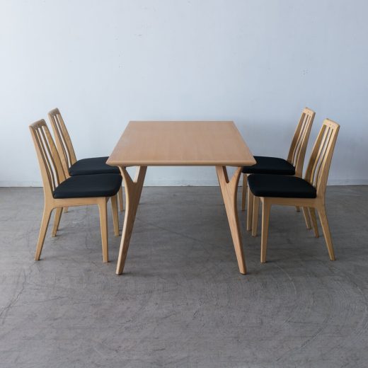 【現品SALE】BOSCOダイニング5点セット テーブル DT70505Q-ON100 + チェア DC70801S-ON1D1