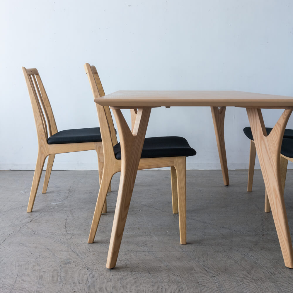 【現品SALE】BOSCOダイニング5点セット テーブル DT70505Q-ON100 + チェア DC70801S-ON1D1