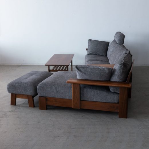 【現品SALE】ナガノインテリア ソファ+サイドテーブルセット（ソファLC617+テーブルLT023）クッション・オットマン付