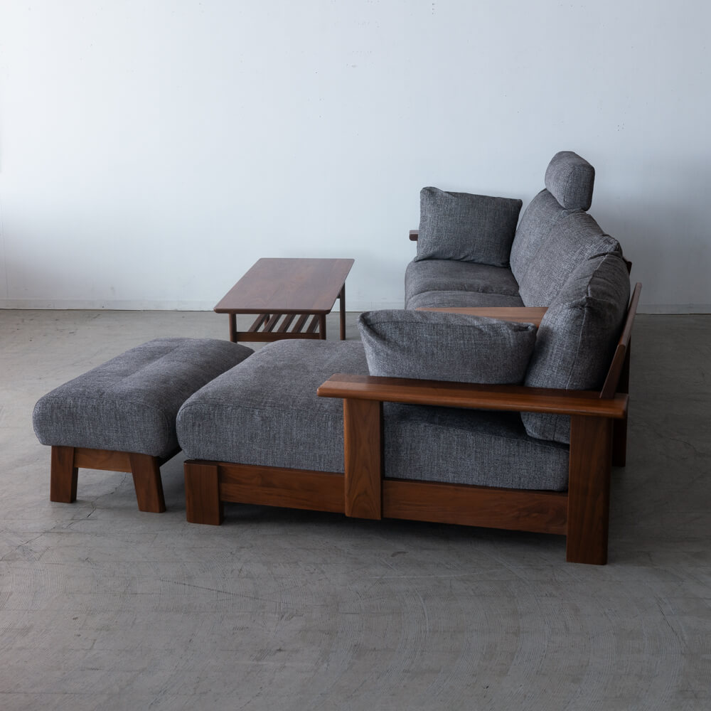 【現品SALE】ナガノインテリア ソファ+サイドテーブルセット（ソファLC617+テーブルLT023）クッション・オットマン付