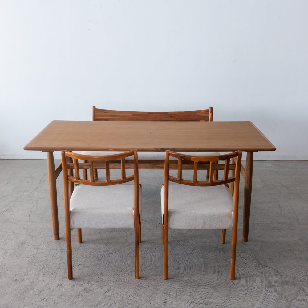 【現品SALE】EDDA ダイニング4点セット LDテーブル DT-33105Q-EL000 + チェア DC30101S-EL0E2 + LDベンチ DC33202S-EL0E2