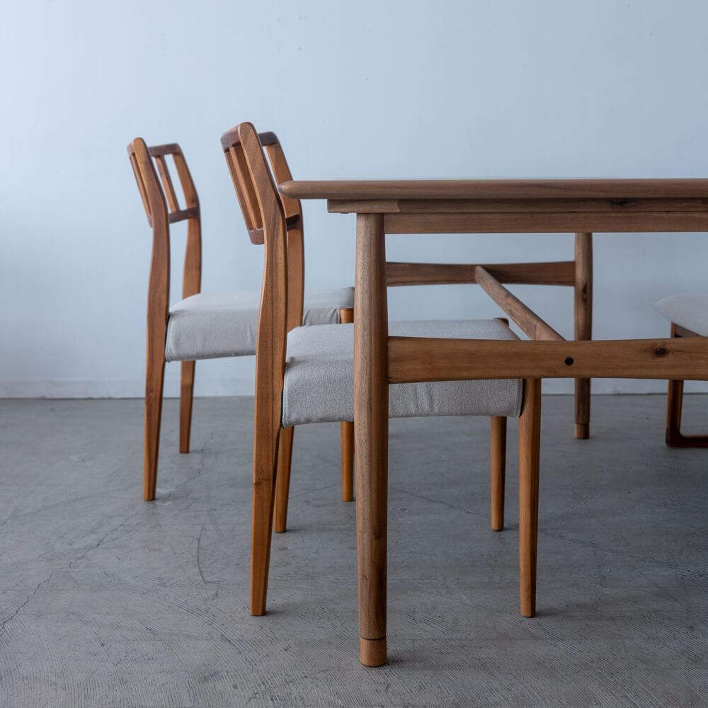 【現品SALE】EDDA ダイニング4点セット LDテーブル DT-33105Q-EL000 + チェア DC30101S-EL0E2 + LDベンチ DC33202S-EL0E2