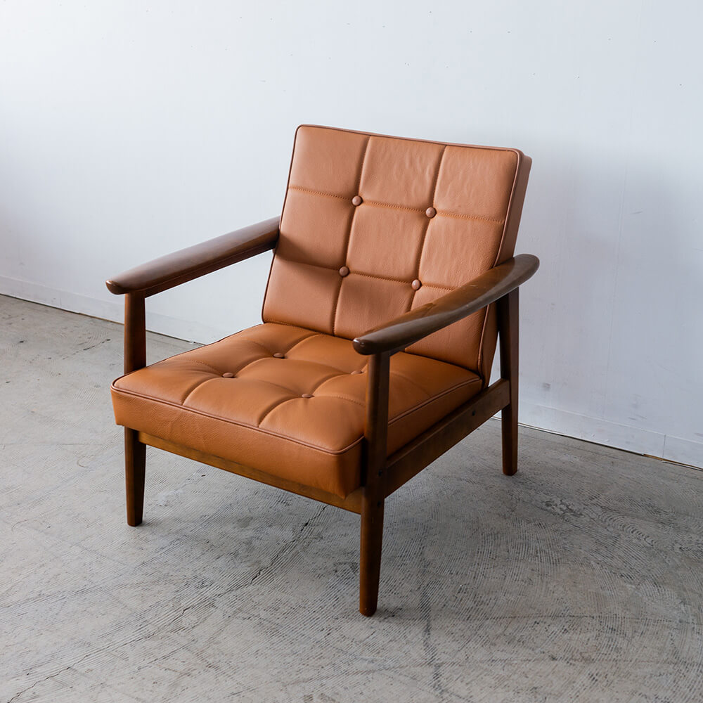 ［アップサイクル品］カリモク Kチェア（本革キャメル）