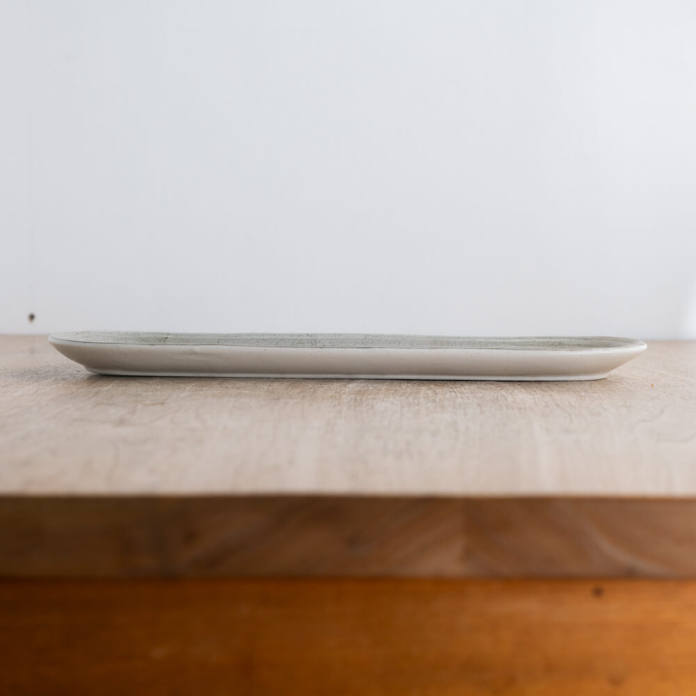 【WEB限定】三本線 楕円長皿 (茶色渕錆) -器市-