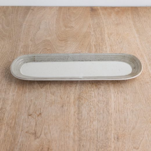 【WEB限定】三本線 楕円長皿 (茶色渕錆) -器市-