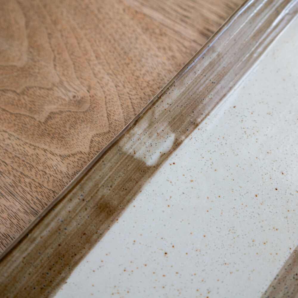 【WEB限定】三本線 楕円長皿 (茶色渕錆) -器市-