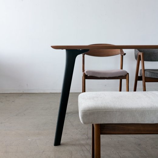 ［現品SALE］ナガノインテリア ダイニング4点セット DT619 ウォールナット材（ダイニングテーブル＋チェア＋ベンチ）