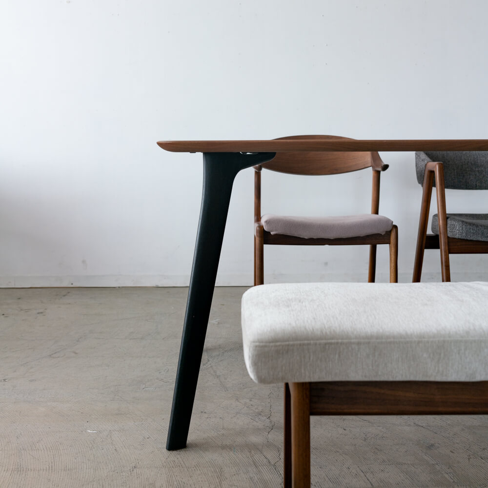 ［現品SALE］ナガノインテリア ダイニング4点セット DT619 ウォールナット材（ダイニングテーブル＋チェア＋ベンチ）