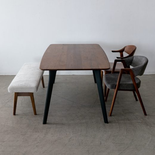 ［現品SALE］ナガノインテリア ダイニング4点セット DT619 ウォールナット材（ダイニングテーブル＋チェア＋ベンチ）