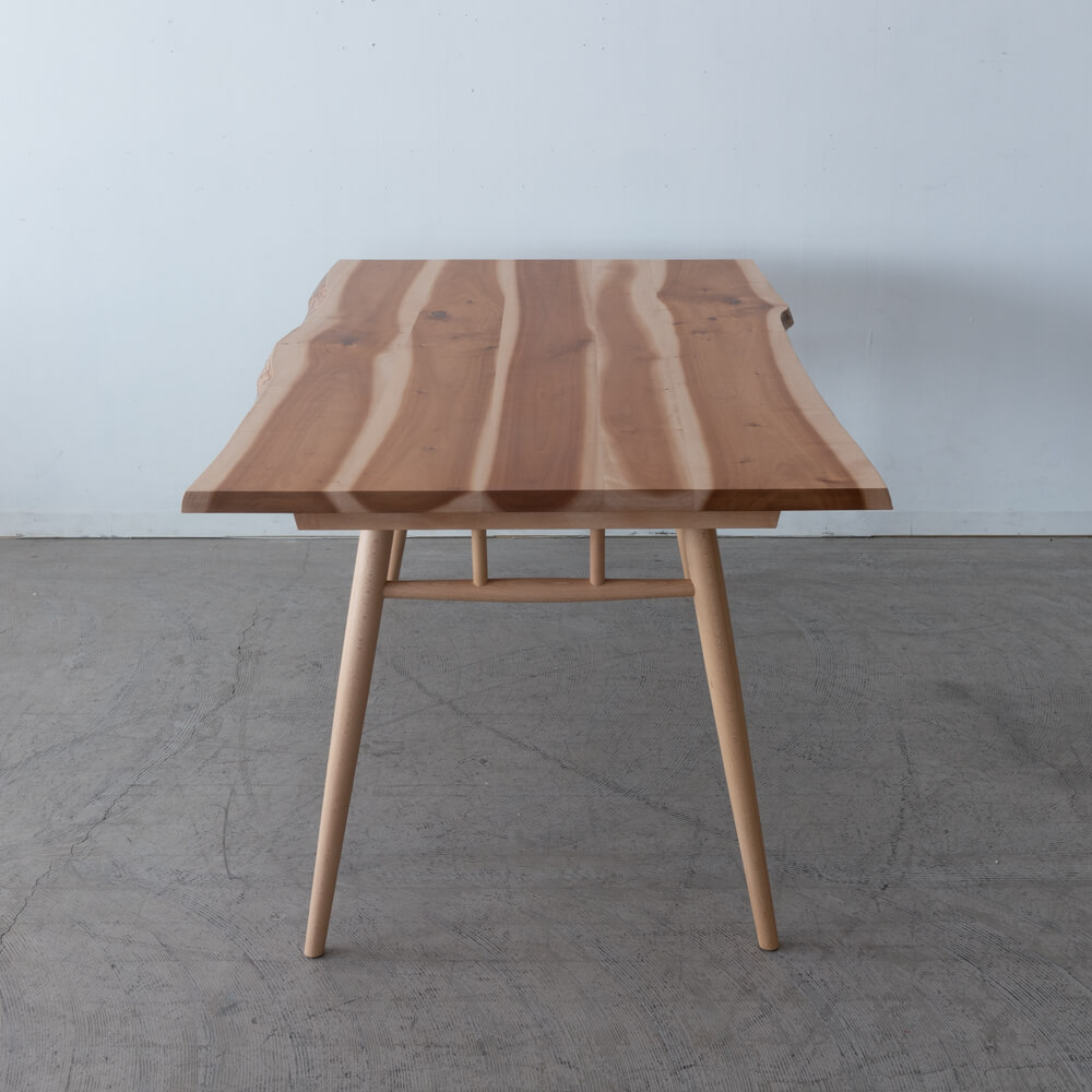 【現品SALE】国産材ダイニングとチェア・ベンチ4点セット ハギテーブル ONLY シュリザクラ W1500 チェア2脚＋ベンチ