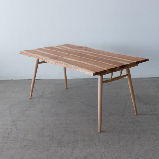 【現品SALE】国産材ダイニングとチェア・ベンチ4点セット ハギテーブル ONLY シュリザクラ W1500 チェア2脚＋ベンチ