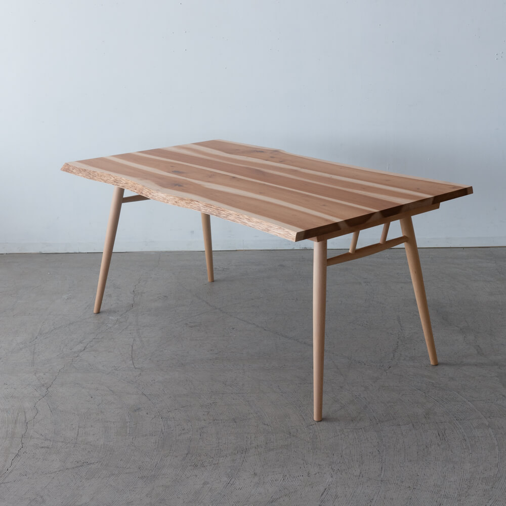 【現品SALE】国産材ダイニングとチェア・ベンチ4点セット ハギテーブル ONLY シュリザクラ W1500 チェア2脚＋ベンチ