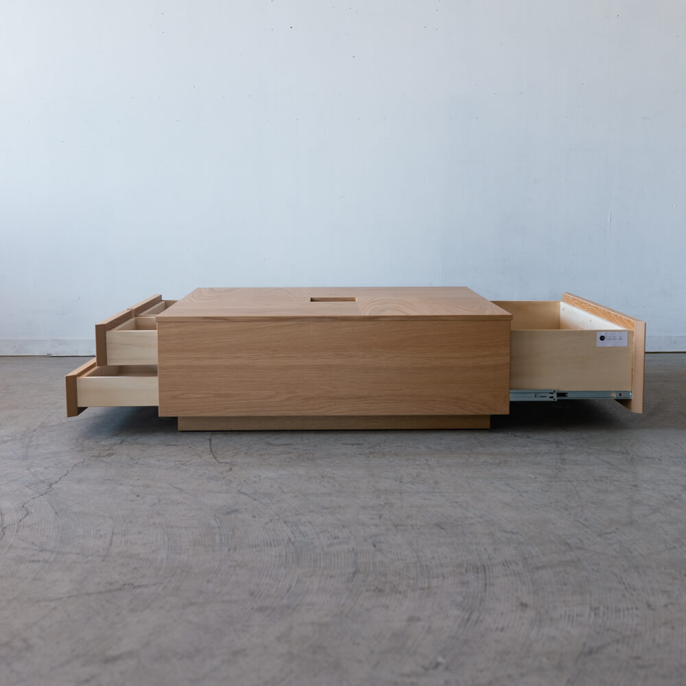 【数量限定】アトリⅡ センターテーブル 80 引出付 ホワイトオーク突板 ウレタン塗装