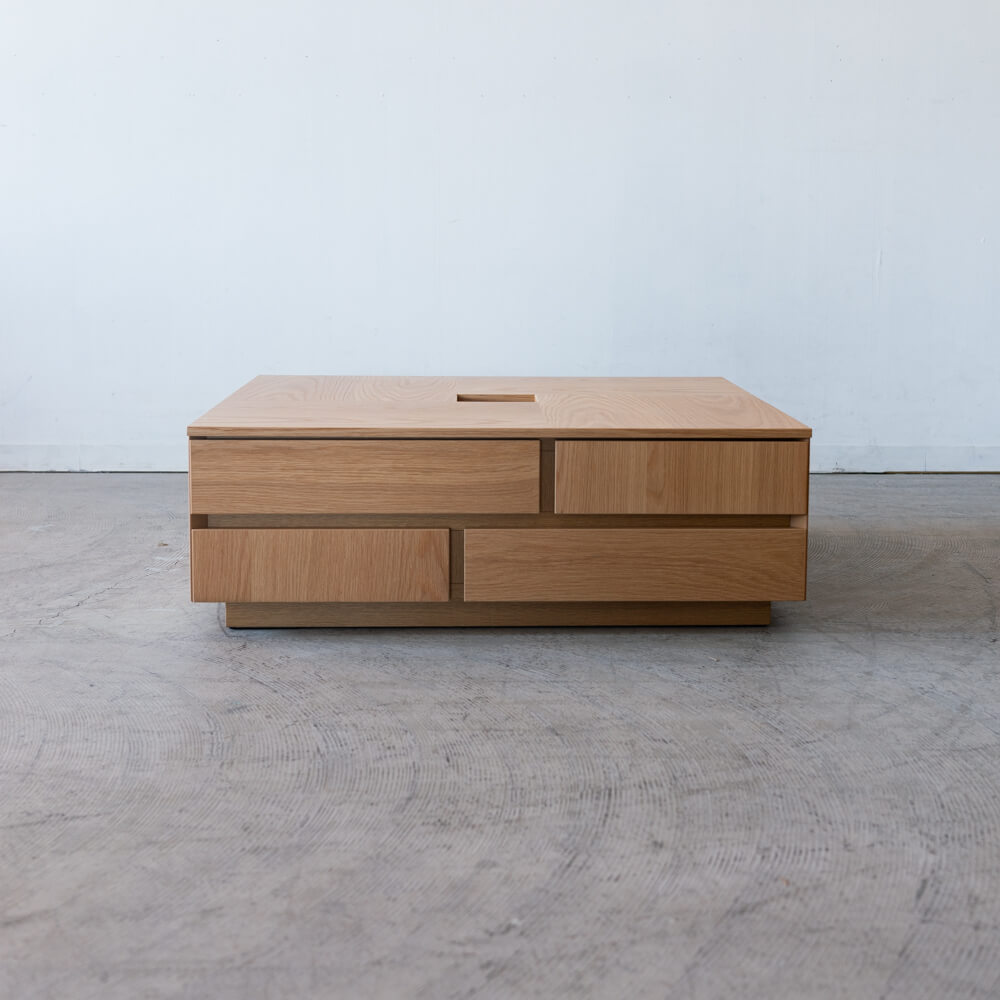 【数量限定】アトリⅡ センターテーブル 80 引出付 ホワイトオーク突板 ウレタン塗装