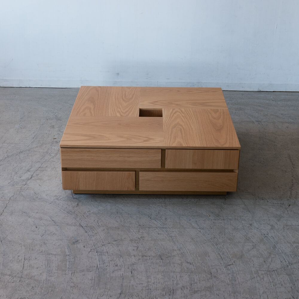 【数量限定】アトリⅡ センターテーブル 80 引出付 ホワイトオーク突板 ウレタン塗装