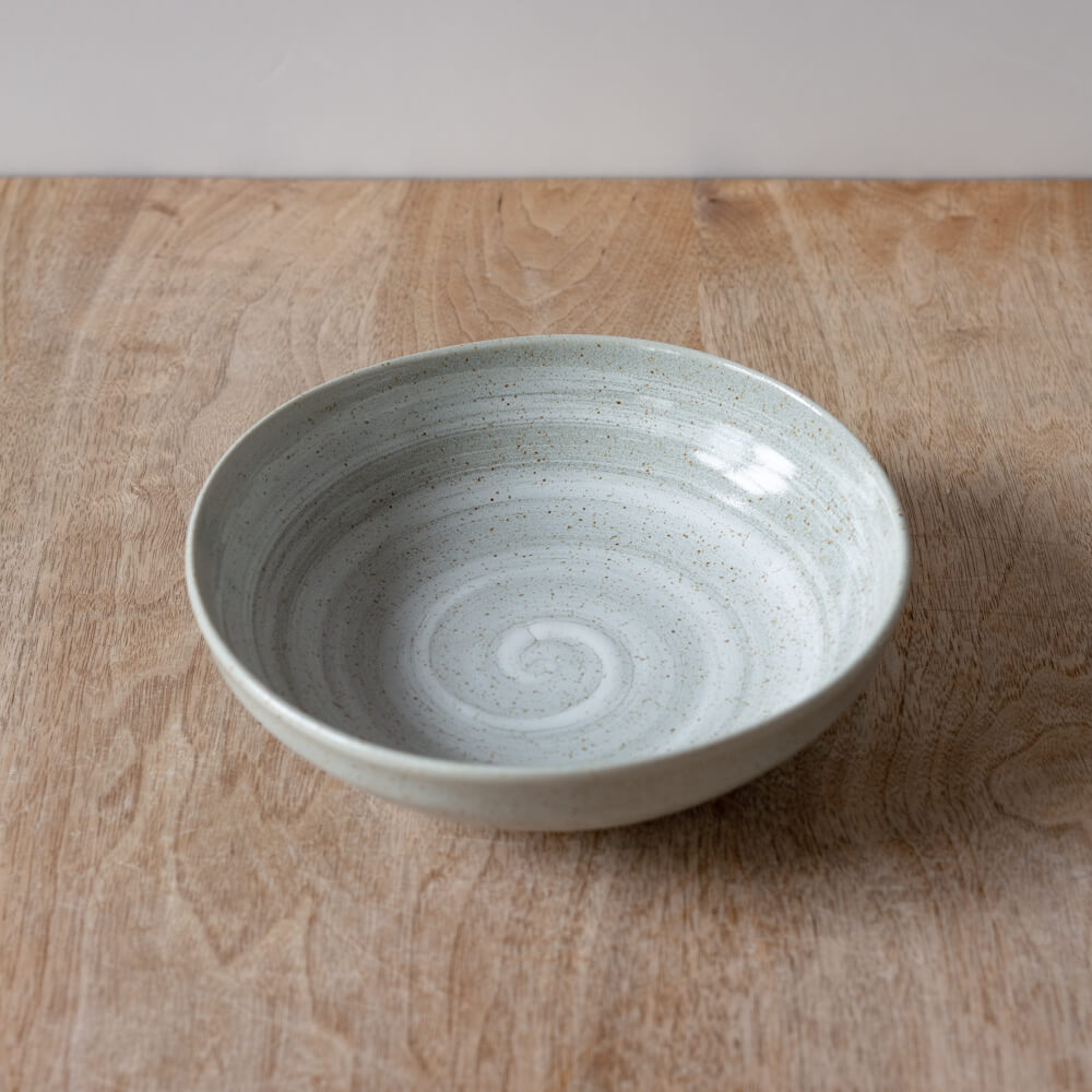 灰粉引刷毛目 ロクベ6寸ボール -器市-