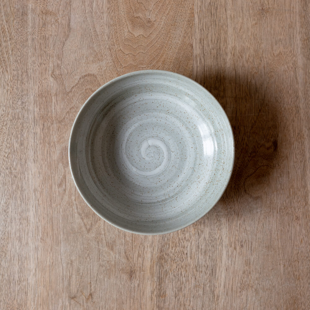 灰粉引刷毛目 ロクベ6寸ボール -器市-