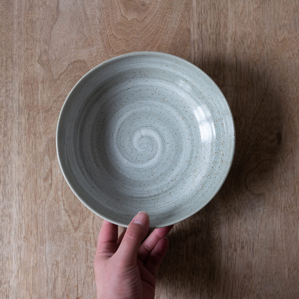 灰粉引刷毛目 ロクベ6寸ボール -器市-