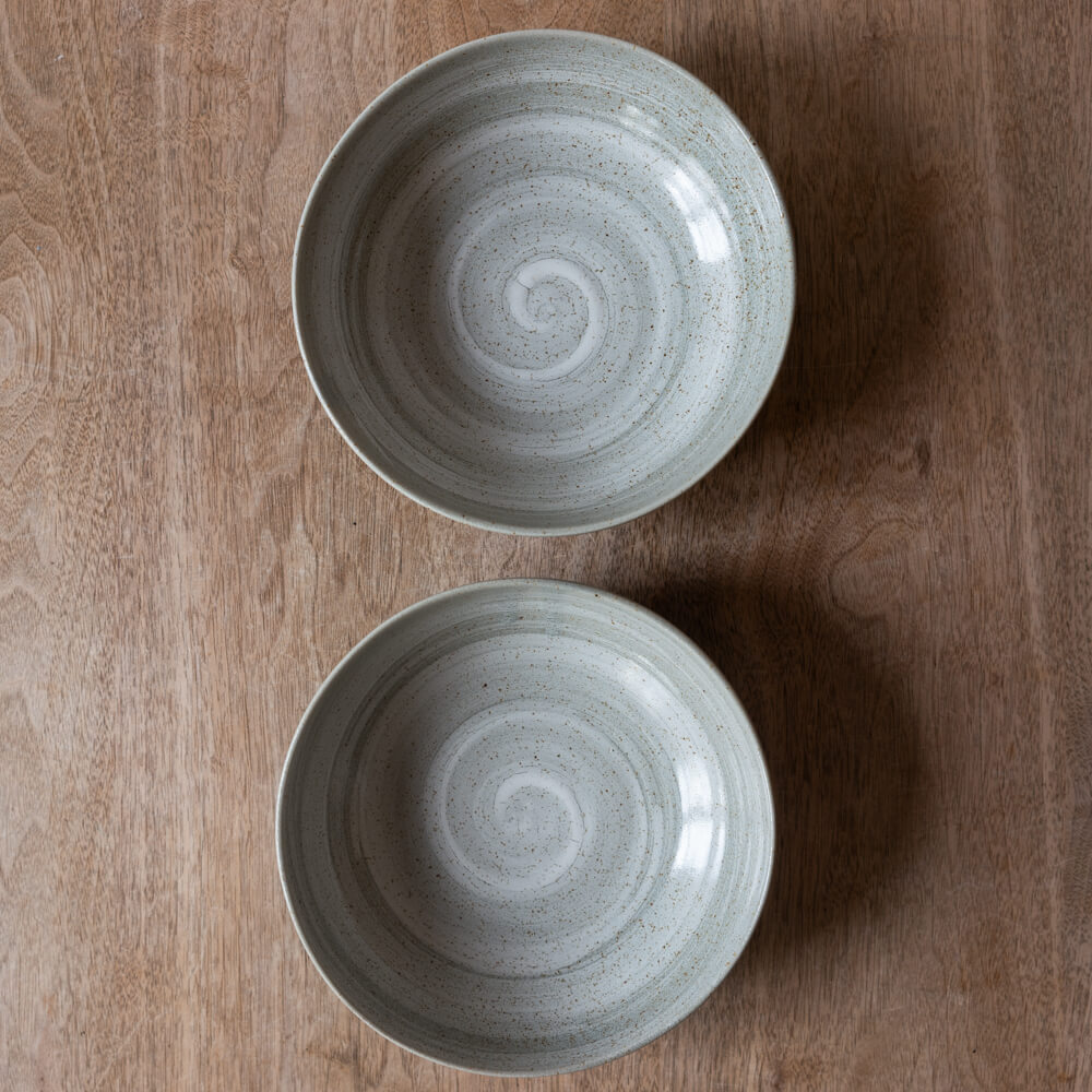 灰粉引刷毛目 ロクベ6寸ボール -器市-