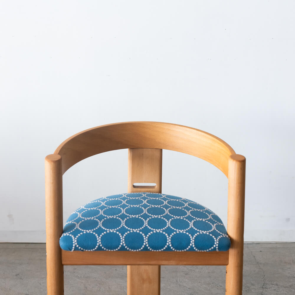 ［アップサイクル品］木馬舎 キッズチェア 国産ブナ材 ミナ ペルホネン tambourine ブルー