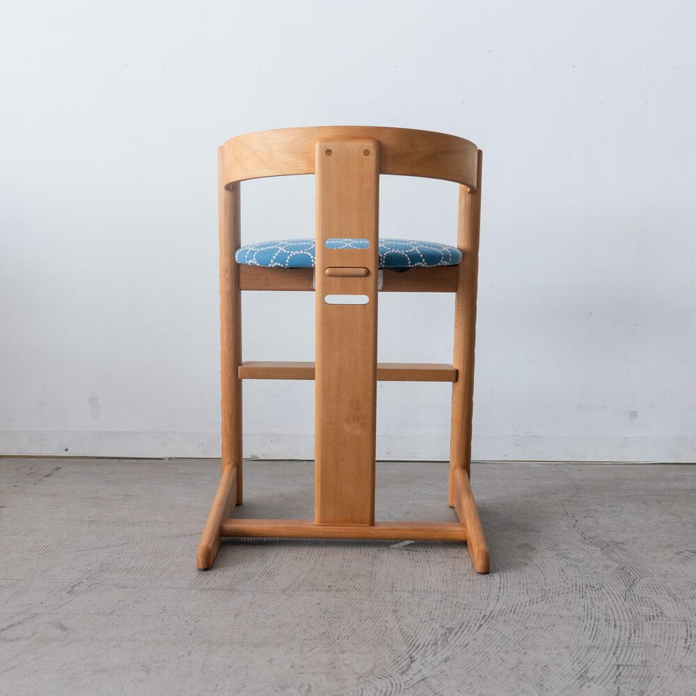 ［アップサイクル品］木馬舎 キッズチェア 国産ブナ材 ミナ ペルホネン tambourine ブルー