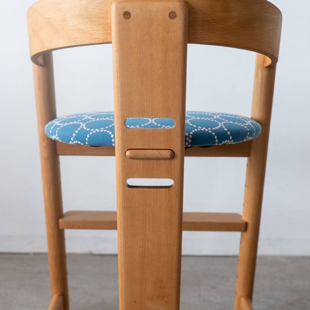 ［アップサイクル品］木馬舎 キッズチェア 国産ブナ材 ミナ ペルホネン tambourine ブルー